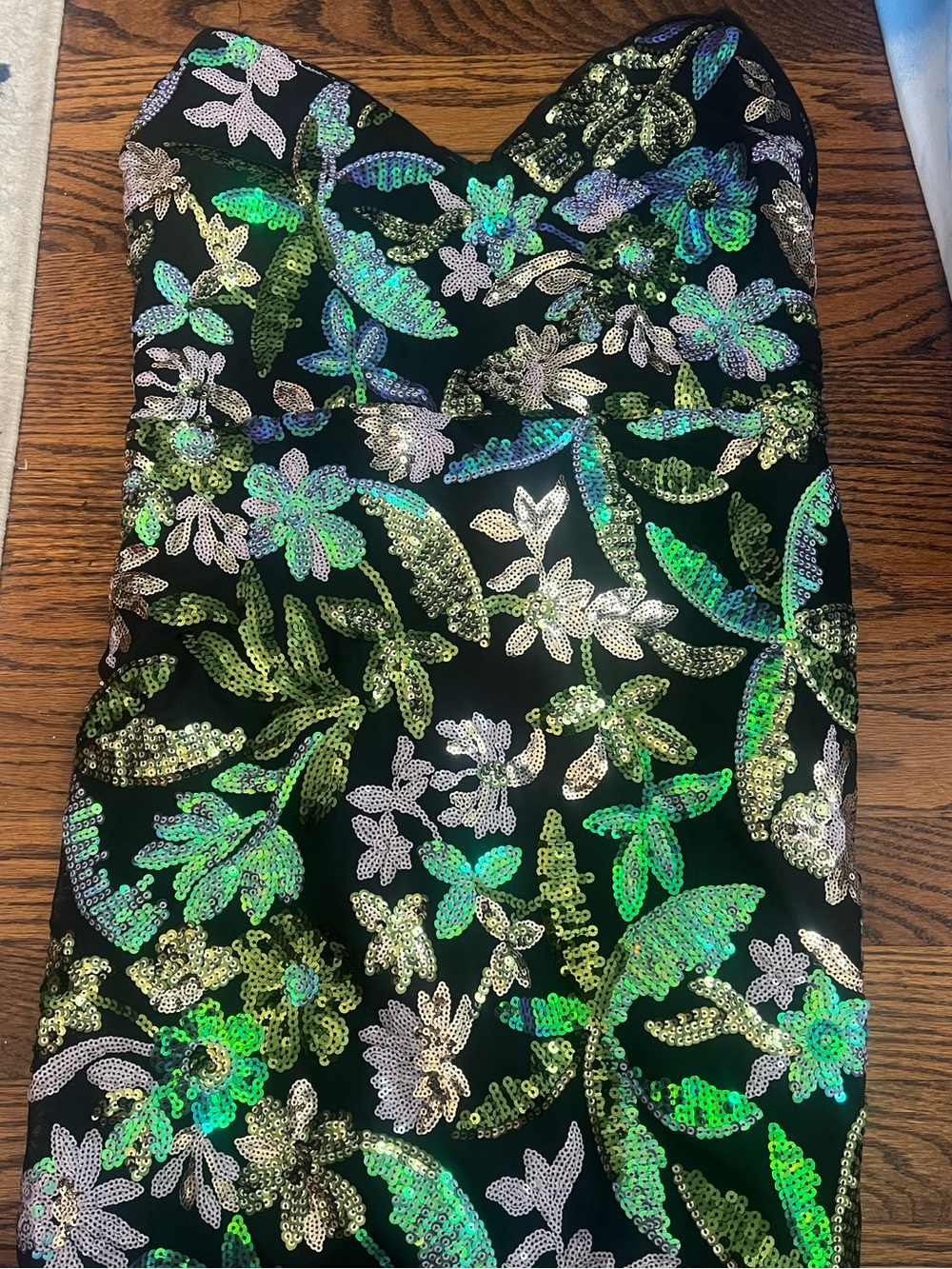 Lulu's Black Sequin Floral Strapless Skirt
